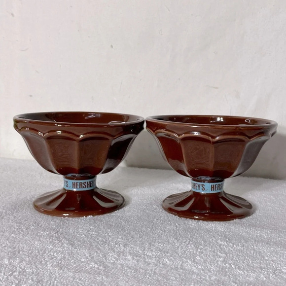 Houston Harvest Hershey Brown Ceramic Sundae Dishes x2 - Picture 2 of 13
